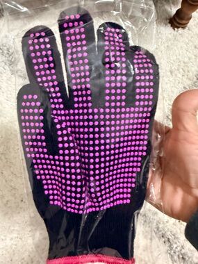 Black & Pink Grip Work Gloves - Unbranded